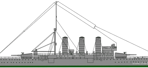 Ship RN Pisa [Armoured Cruiser] (1907) - drawings, dimensions, pictures
